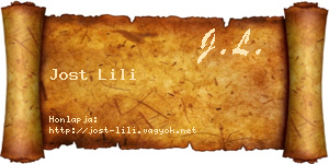 Jost Lili névjegykártya